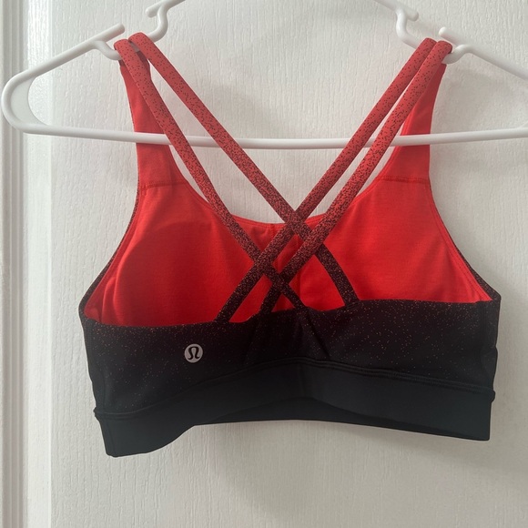 Lululemon Energy Bra Ombre Speckle Stop Jacquard EB Black Thermal Red (Size 6) - Picture 8 of 13